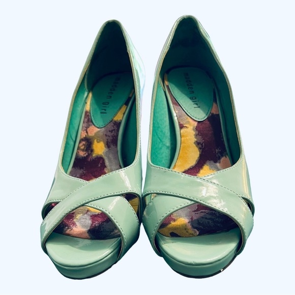 Madden Girl Mint Green Peep Toe Heels - Picture 1 of 8